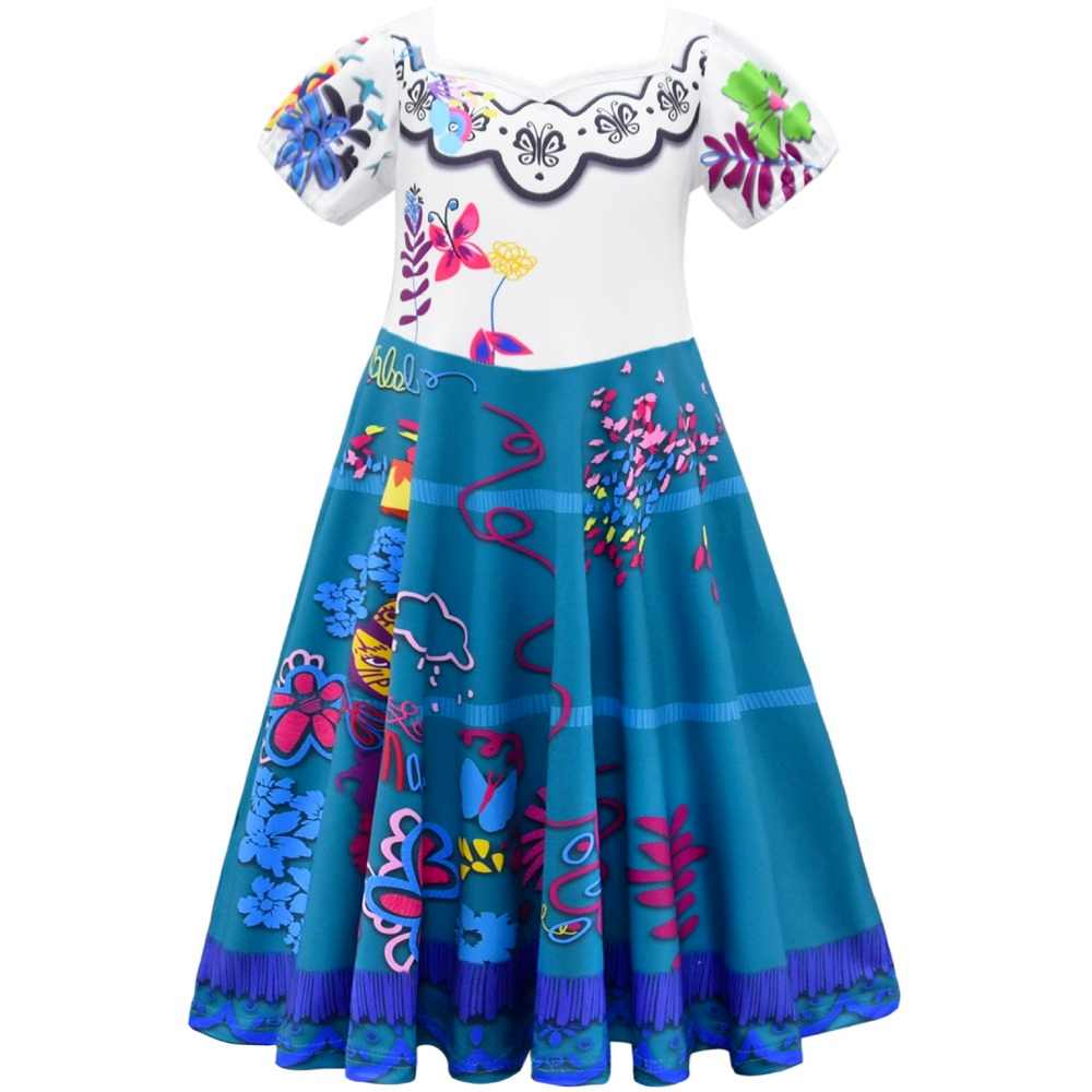 Encanto Mirabel Cosplay Dress With Handbag for Baby Girls Halloween Fancy Skirt