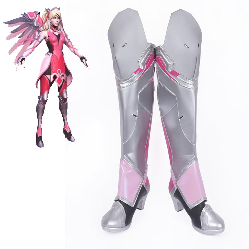 Overwatch Pink Angel Mercy Cosplay Shoes Boots Customized