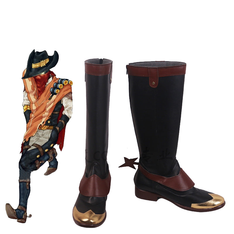 LOL West Cowboy Khada Jhin Cosplay Shoes Boots Customized