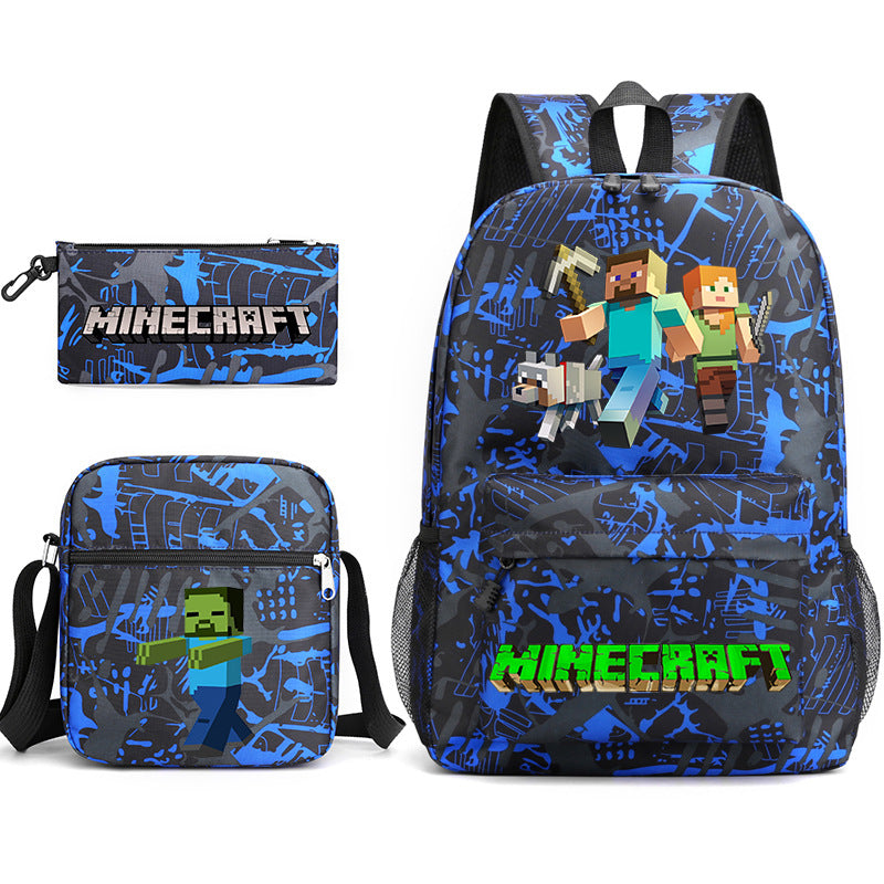 Game Minecraft Schoolbag Backpack Shoulder Bag Pencil Case set for Kids Students