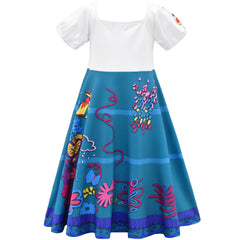 Encanto Mirabel Cosplay Dress With Handbag for Baby Girls Halloween Fancy Skirt