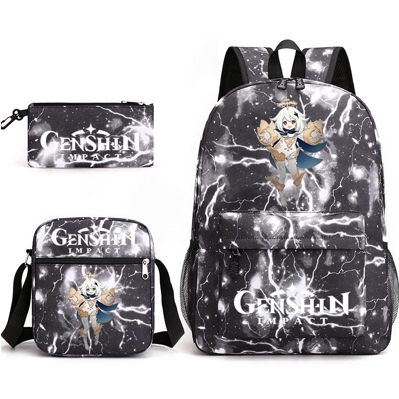 Genshin Impact Schoolbag Backpack Shoulder Bag Pencil Case set for Kids Students
