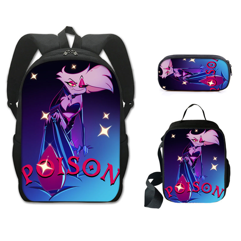 Hazbin Hotel Alastor Backpack Schoolbag Lunch Bag Pencil Bag for Kids Students 3PCS