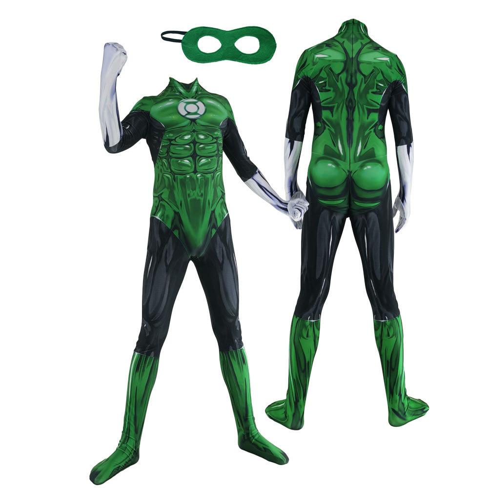 Green Lantern Cosplay Costume Adults Bodysuit Halloween Fancy Jumpsuits