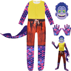 Cartoon Luca Alberto Sea Monster Costume with Mask Boys Girls Bodysuit Halloween Fancy Jumpsuits