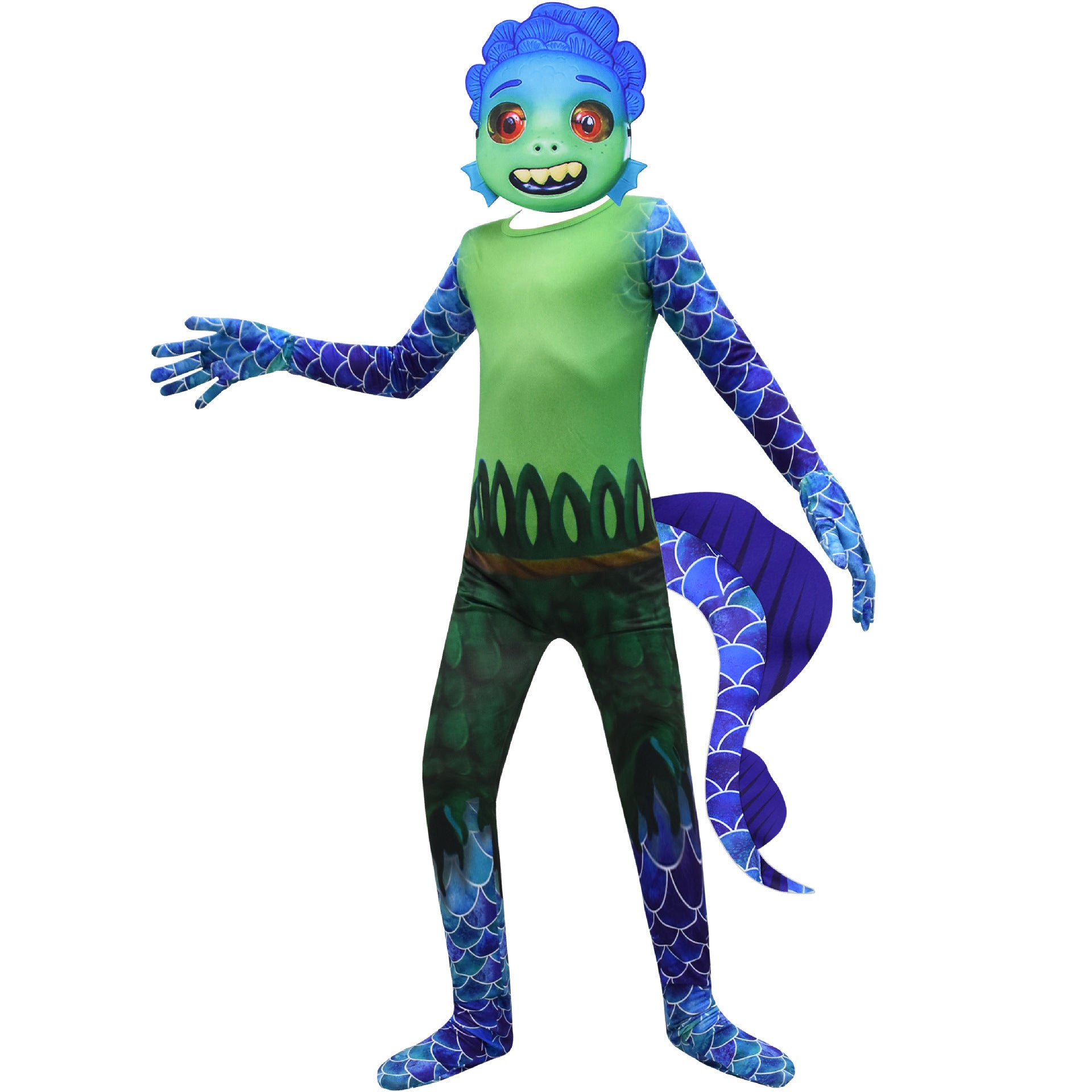 Cartoon Luca Alberto Sea Monster Costume with Mask Boys Girls Bodysuit Halloween Fancy Jumpsuits