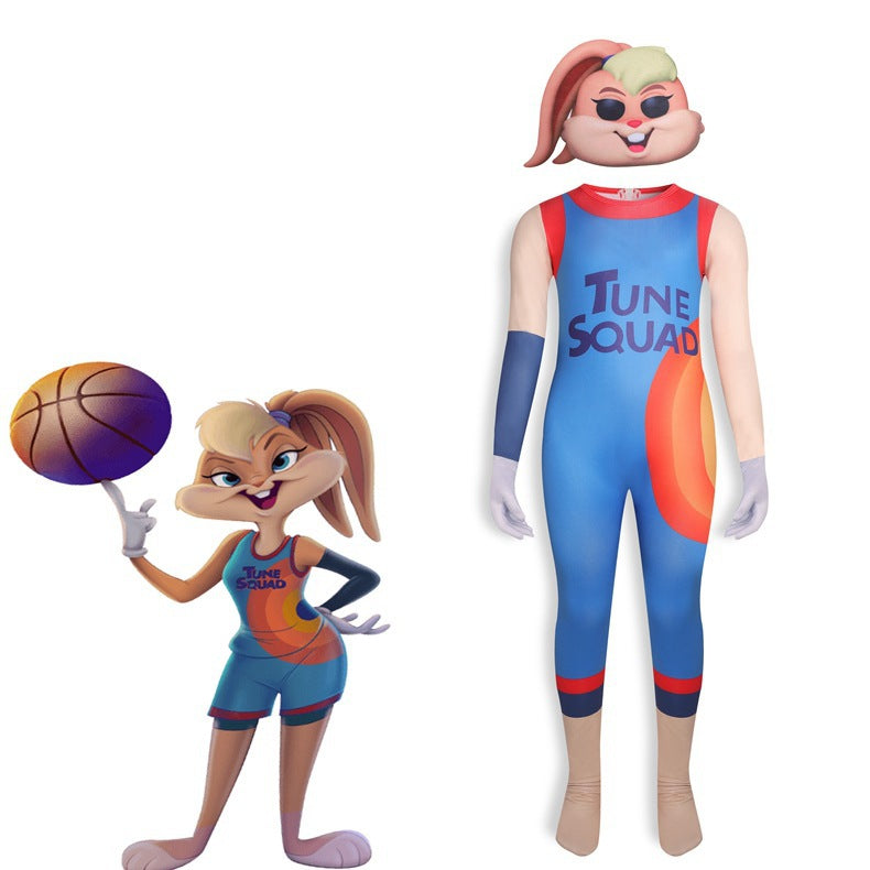 Space Jam Lola Bunny Cosplay Costume with Mask Boys Girls Bodysuit Halloween Fancy Jumpsuits