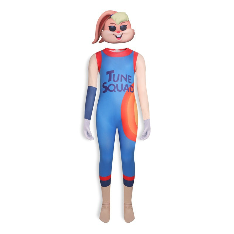 Space Jam Lola Bunny Cosplay Costume with Mask Boys Girls Bodysuit Halloween Fancy Jumpsuits