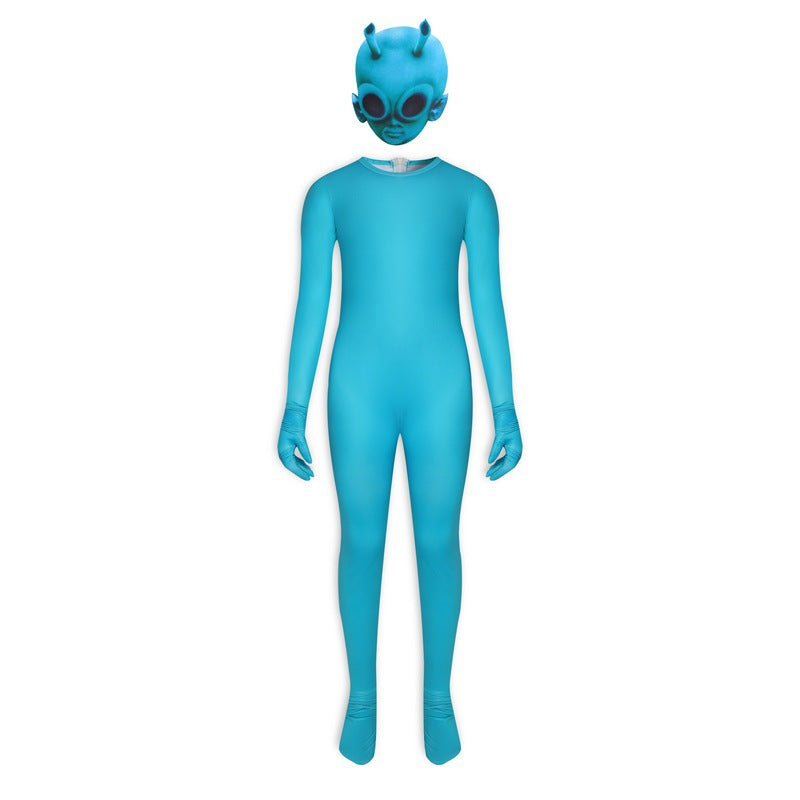 Alien Cosplay Costume with Mask Boys Girls Bodysuit Halloween Fancy Jumpsuits