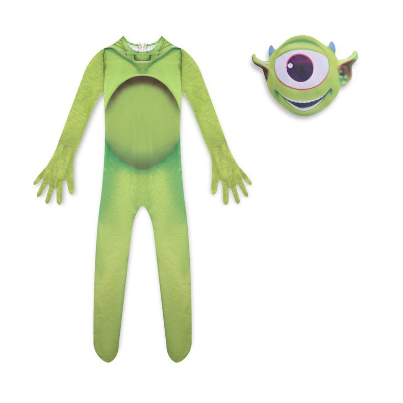 The Green-Eyed Monster Cosplay Costume with Mask Boys Girls Bodysuit Halloween Fancy Jumpsuits