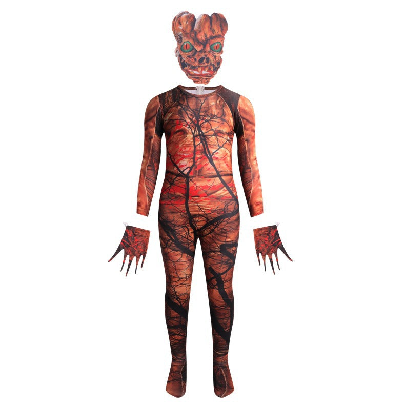 Scary Pumpkin Murder Cosplay Costume with Mask Boys Girls Bodysuit Halloween Fancy Jumpsuits