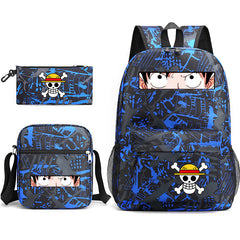 One Piece Luffy Schoolbag Backpack Shoulder Bag Pencil Case set for Kids Students