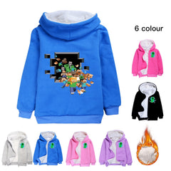 Minecraft Sherpa Lined Hoodie Fleece Sweatshirt Full Zip Jacket for Kids