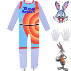 Space Jam Bugs Bunny Cosplay Costume with Mask Halloween Jumpsuits