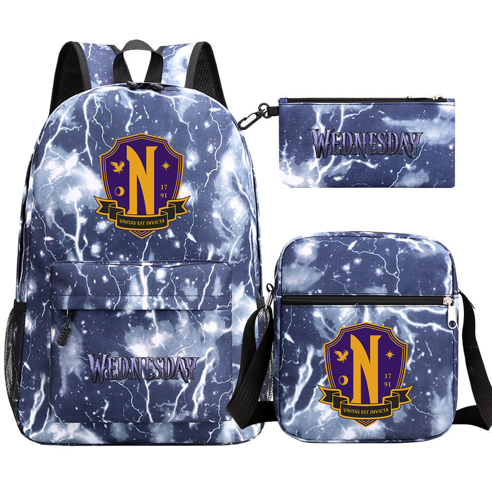 Wednesday Addams Printed Schoolbag Backpack Shoulder Bag Pencil Bag 3pcs set for Kids Students