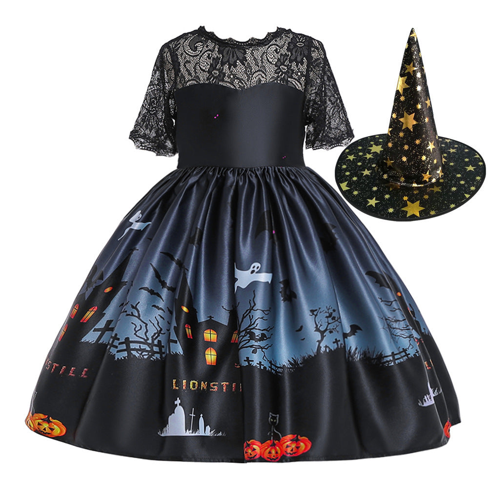 Witch Cosplay Dress Costume for Children Halloween Party