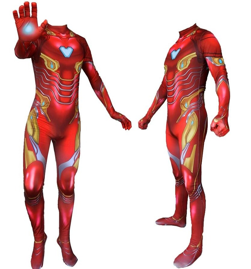 Iron Man Cosplay Costume Kids Adults Bodysuit Halloween Fancy Jumpsuits