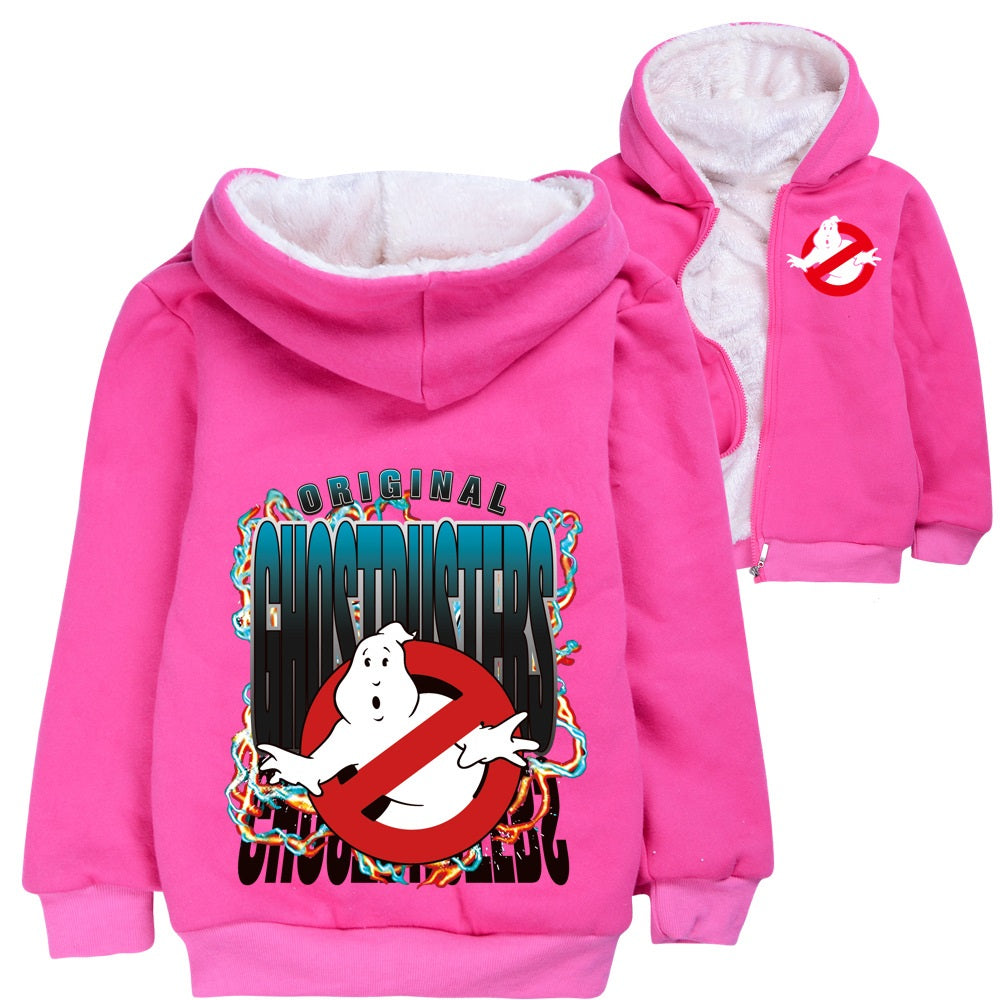 Ghostbusters Sherpa Lined Hoodie Fleece Sweatshirt Full Zip Hooded Jacket for Kids