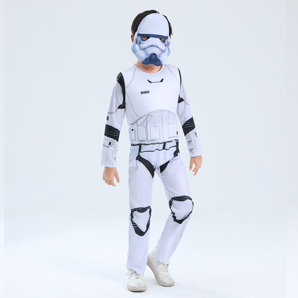 Star Wars Stormtrooper Cosplay Costume with Mask Boys Girls Bodysuit Kids Halloween Fancy Jumpsuits