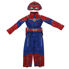 Captain Marvel Cosplay Costume with Mask Boys Girls Bodysuit Kids Halloween Fancy Jumpsuits