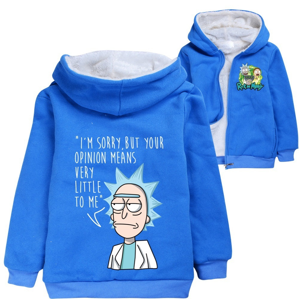 Rick and Morty Sherpa Lined Hoodie Fleece Sweatshirt Full Zip Hooded Jacket for Kids