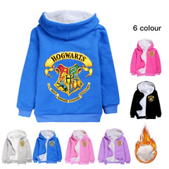 Hogwarts Sherpa Lined Hoodie Fleece Sweatshirt Full Zip Jacket for Kids