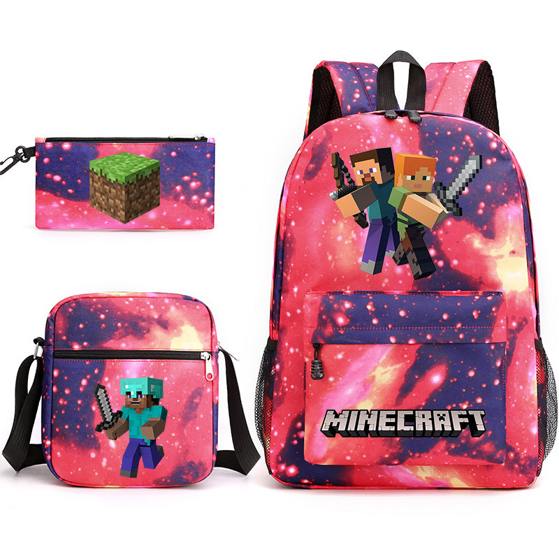 Game Minecraft Schoolbag Backpack Shoulder Bag Pencil Case set for Kids Students