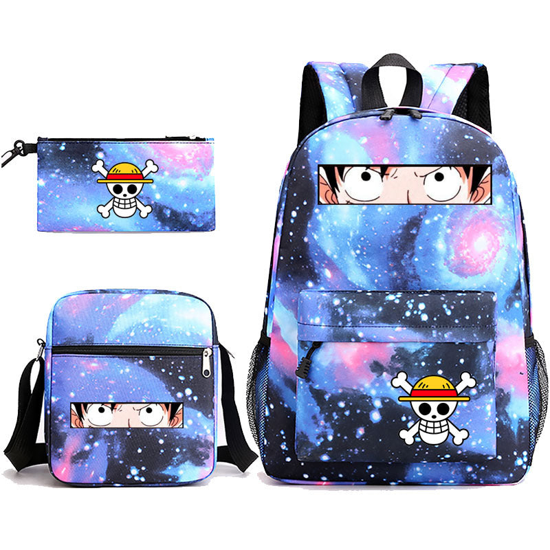 One Piece Luffy Schoolbag Backpack Shoulder Bag Pencil Case set for Kids Students