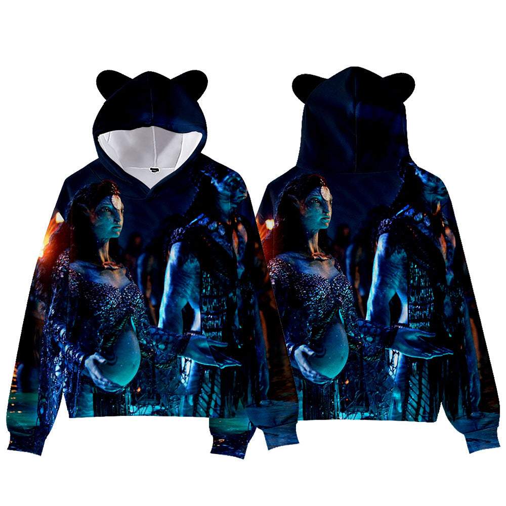 Avatar 2 3D Printed Cat ear Pullover Hoodie Sweater Sweatshirt For Kids Adults