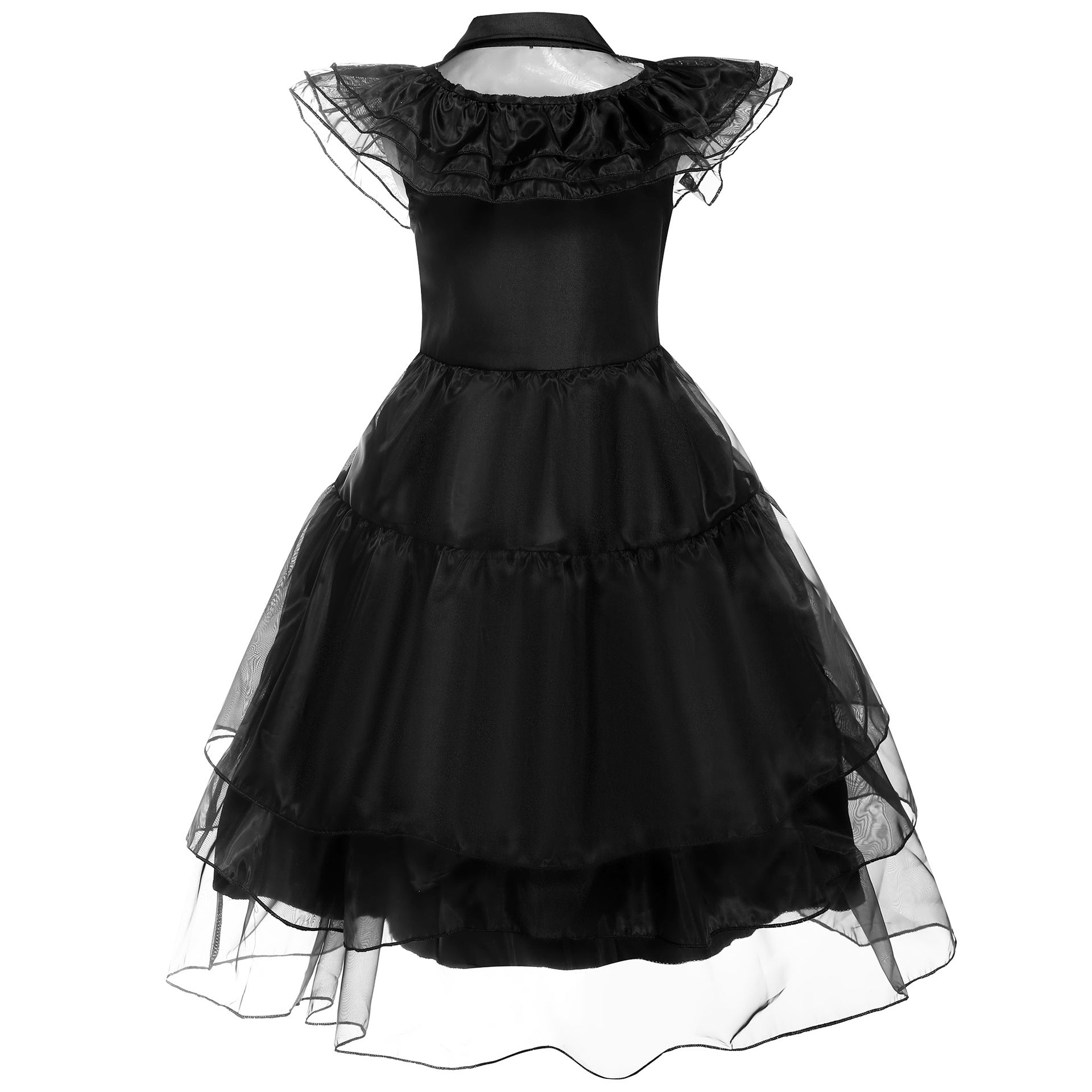 Wednesday Addams Cosplay Dress for Girls Halloween Fancy Lace Skirt