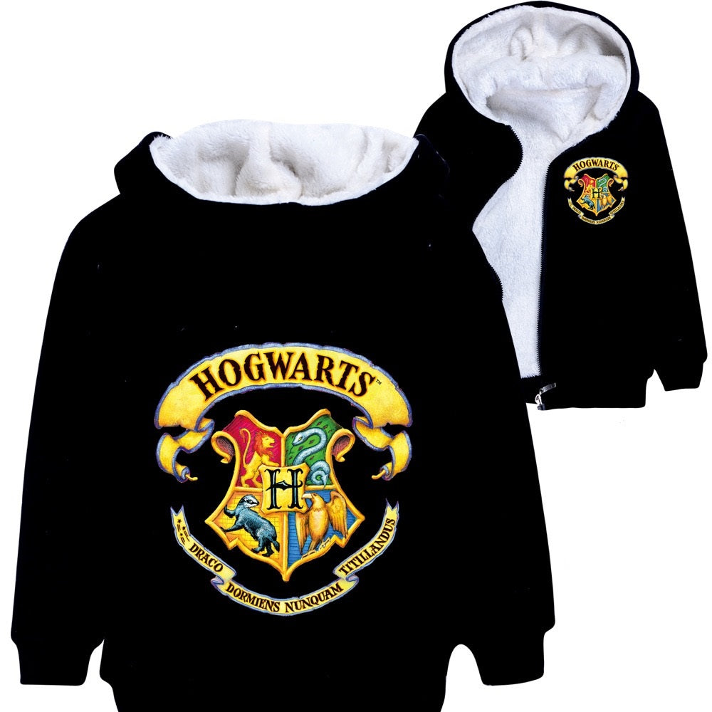 Hogwarts Sherpa Lined Hoodie Fleece Sweatshirt Full Zip Jacket for Kids