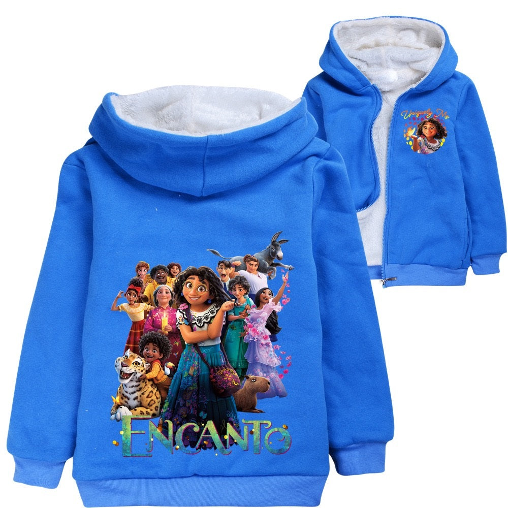 Encanto Sherpa Lined Hoodie Fleece Sweatshirt Full Zip Jacket for Kids