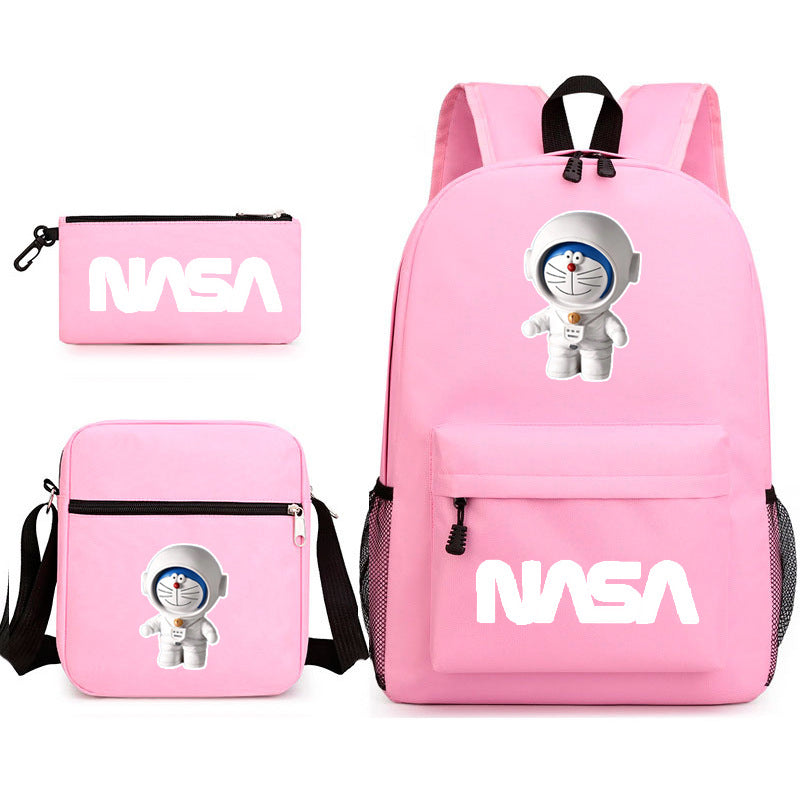 NASA Doraemon Schoolbag Backpack Shoulder Bag Pencil Case set for Kids Students