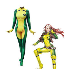 X-Men Rogue Cosplay Costume Kids Adults Bodysuit Halloween Fancy Jumpsuits