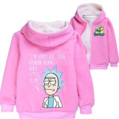 Rick and Morty Sherpa Lined Hoodie Fleece Sweatshirt Full Zip Hooded Jacket for Kids