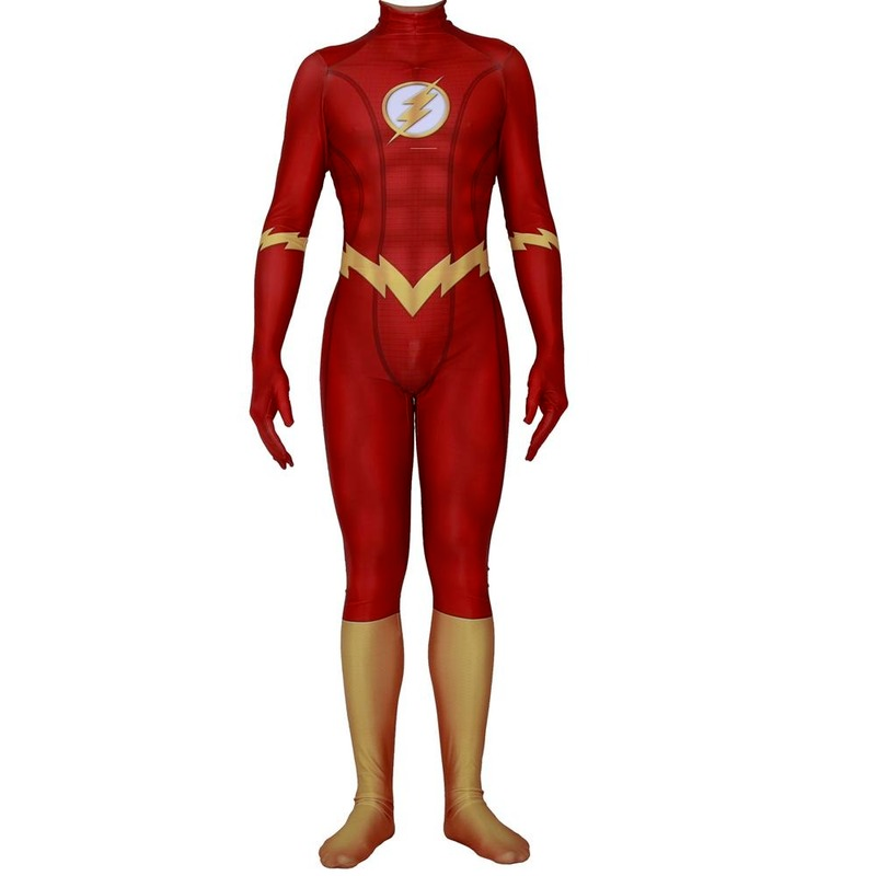 The Flash Cosplay Costume Kids Adults Bodysuit Halloween Fancy Jumpsuits