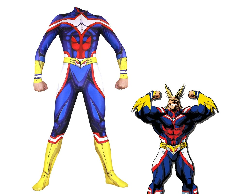 My Hero Academia All Might Cosplay Costume Kids Adults Bodysuit Halloween Fancy Jumpsuits