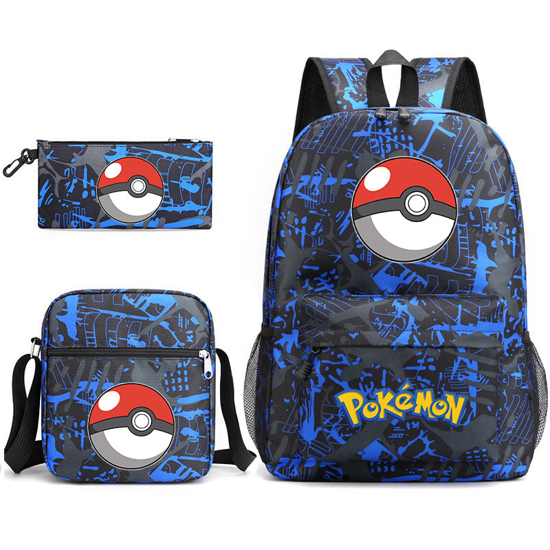 Pokemon Ball Schoolbag Backpack Shoulder Bag Pencil Case set for Kids Students