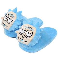 Funny Green Cucumber Rick Morty Slippers Winter Warm Plush Shoes for Kids Youth Home