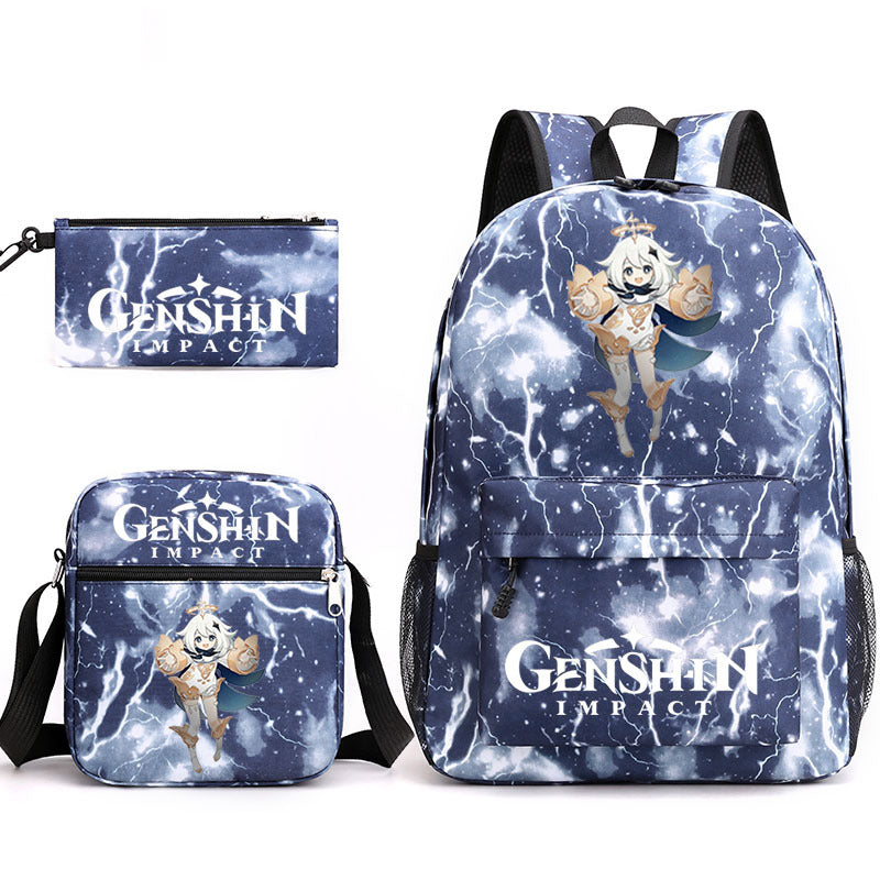 Genshin Impact Schoolbag Backpack Shoulder Bag Pencil Case set for Kids Students