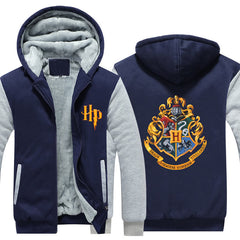 Hogwarts Unisex Lined Hoodie Fleece Sweatshirt Full Zipper Hooded Thicken Jacket