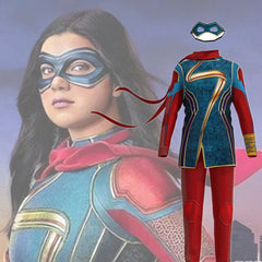 Ms. Marvel Cosplay Costume with Mask Halloween Jumpsuits for Adult Children