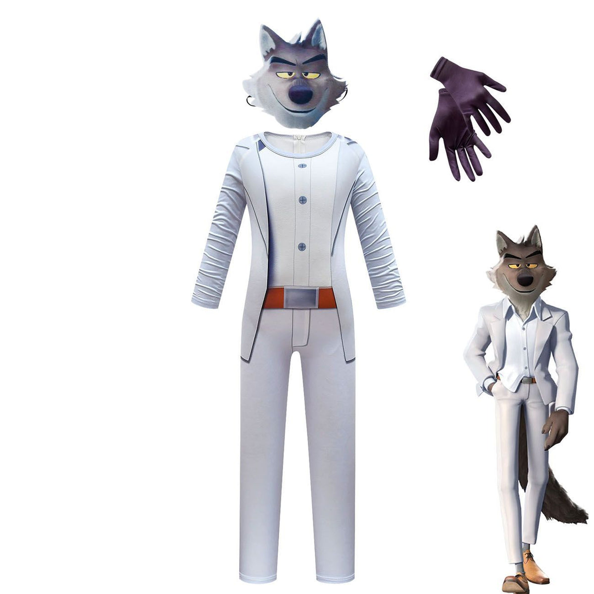 The Bad Guys Mr Wolf Cosplay Costume for Boys Girls Bodysuit Halloween Fancy Jumpsuits