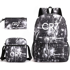 CR7 Football Ronaldo Schoolbag Backpack Shoulder Bag Pencil Case set for Kids Students