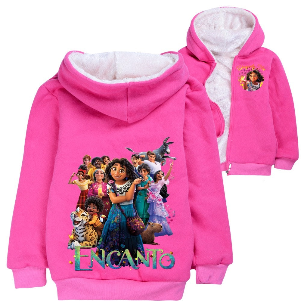 Encanto Sherpa Lined Hoodie Fleece Sweatshirt Full Zip Jacket for Kids