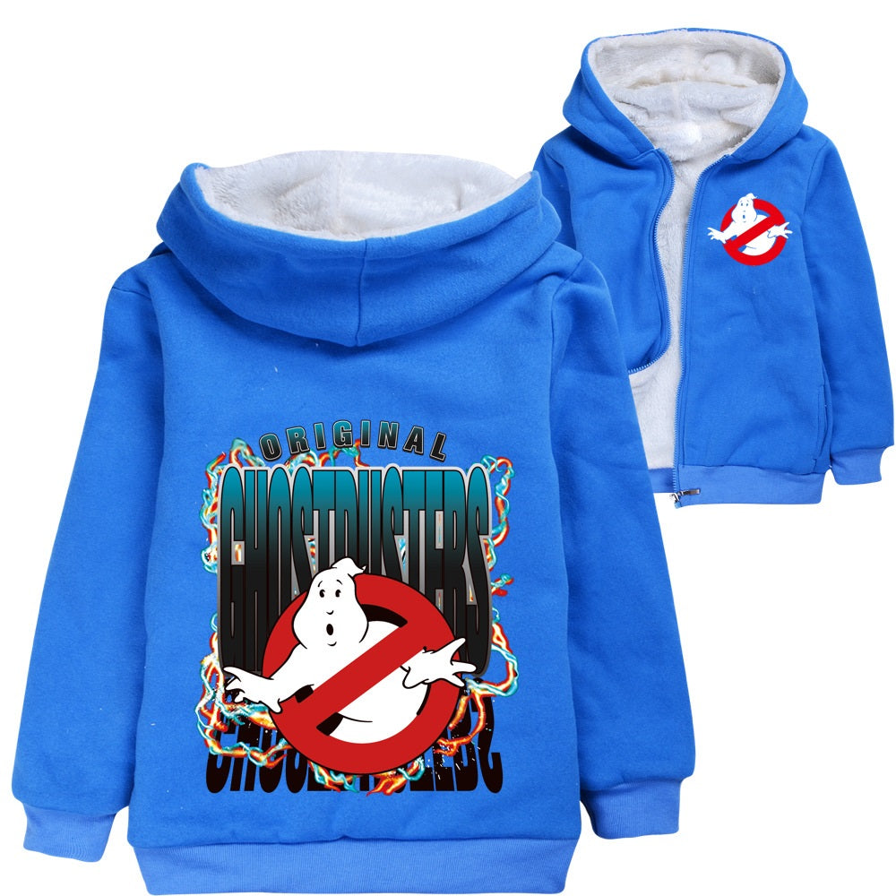 Ghostbusters Sherpa Lined Hoodie Fleece Sweatshirt Full Zip Hooded Jacket for Kids