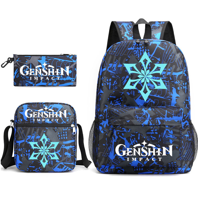 Genshin Impact Schoolbag Backpack Shoulder Bag Pencil Case set for Kids Students