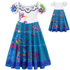 Encanto Mirabel Cosplay Dress With Handbag for Baby Girls Halloween Fancy Skirt