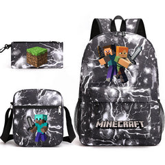 Game Minecraft Schoolbag Backpack Shoulder Bag Pencil Case set for Kids Students