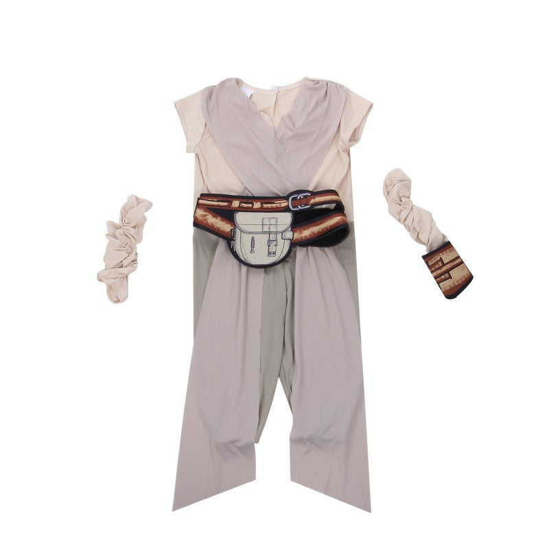 Star Wars The Force Awakens Rey Girl Cosplay Costume Kids Halloween Fancy Bodysuit Set